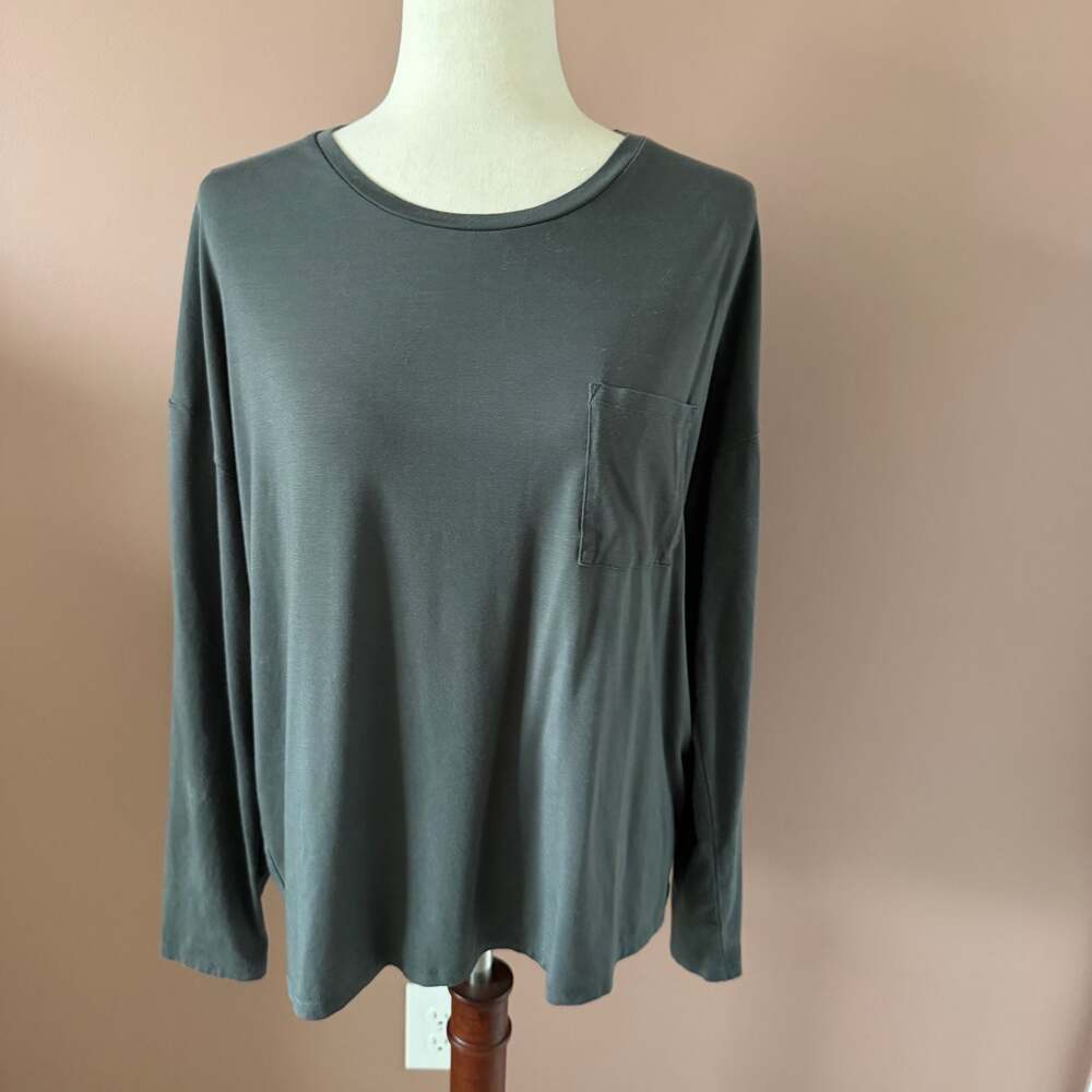 SIJO Eucalyptus Lyocell Long Sleeve Pocket Tee XXL Dark Grey